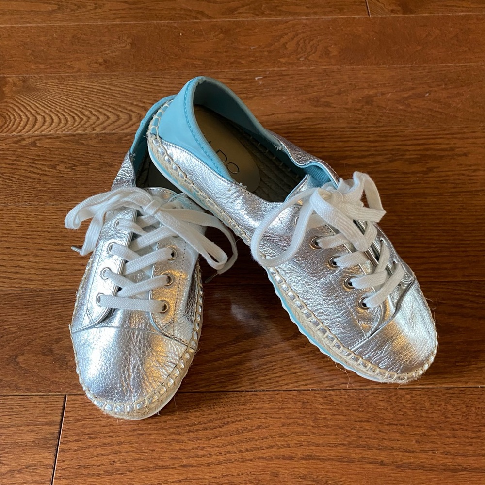 Silver Metallic Sneakers with White Laces by Aldo